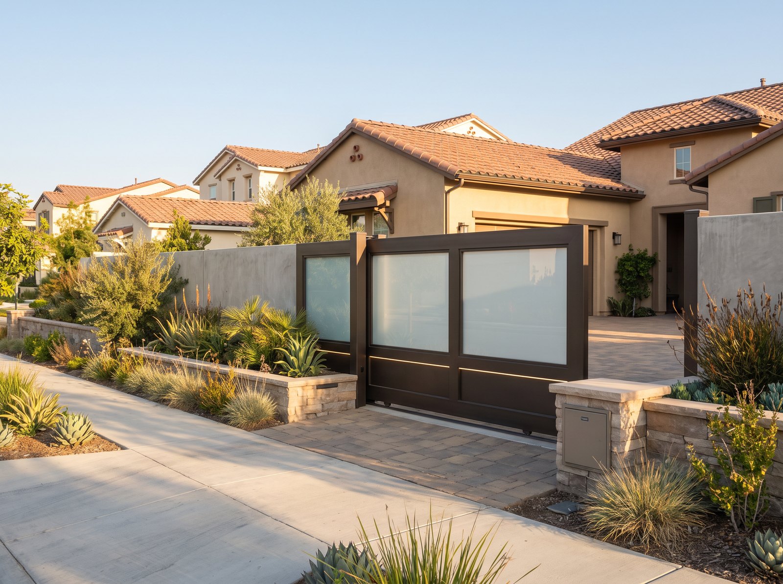 Residential property with electric gate and driveway