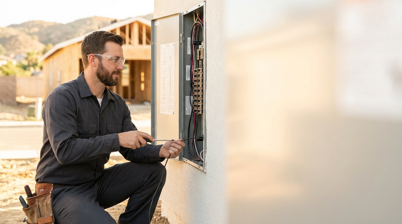Electrician working on a wiring project